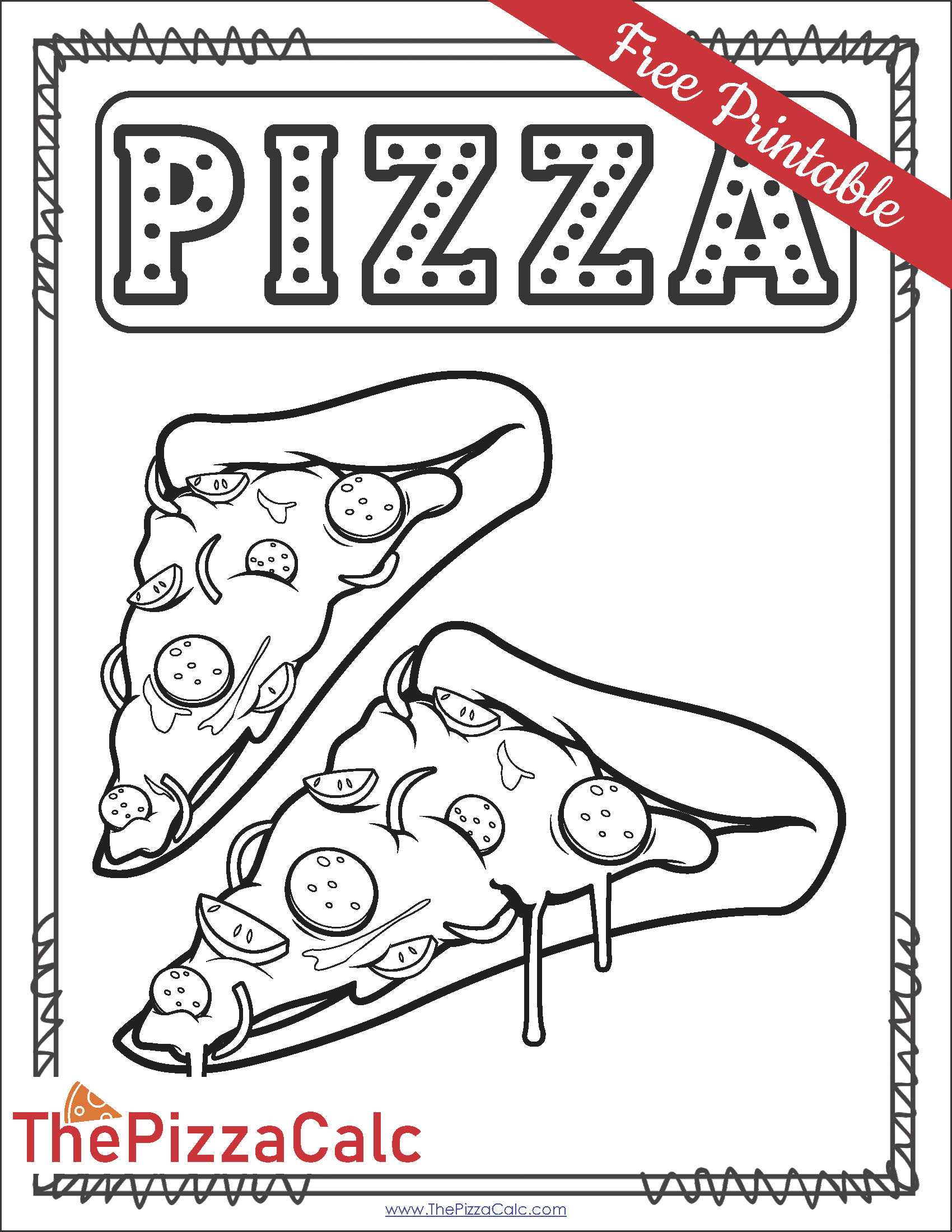 Pizza Coloring Pages - FREE Printables - The Pizza Calc