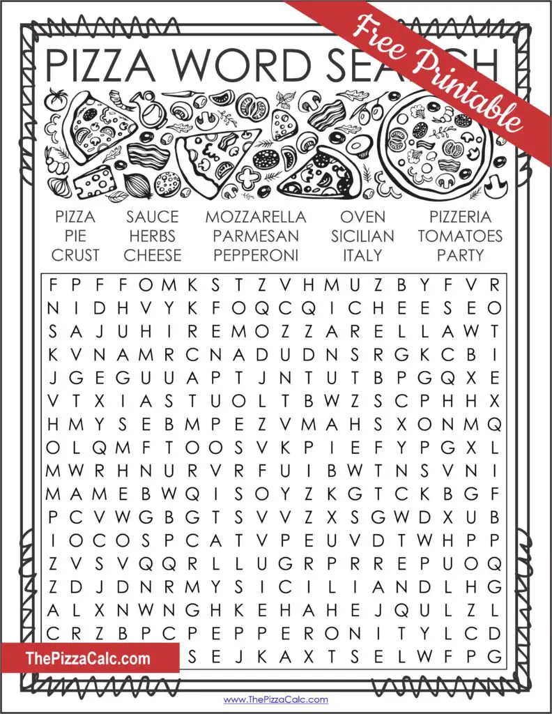 Pizza Word Search